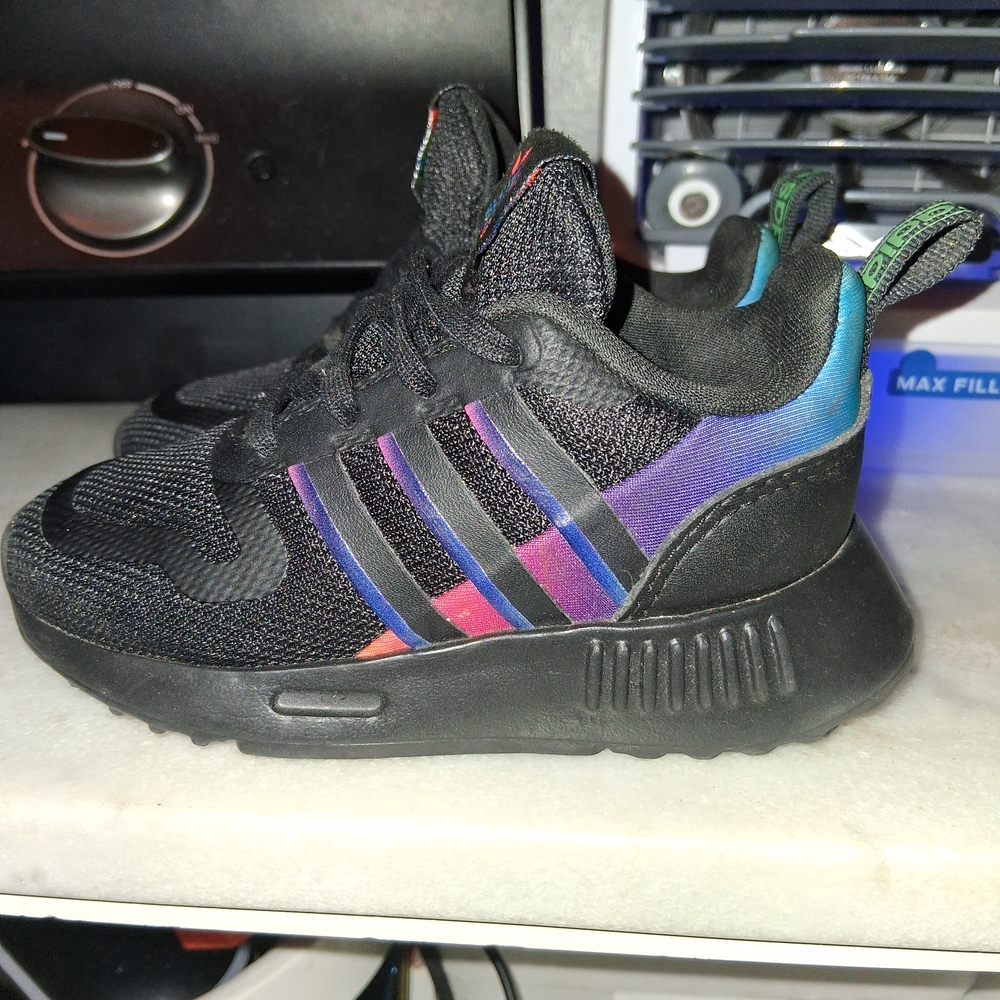 adidas Kids Black and Rainbow Sneakers